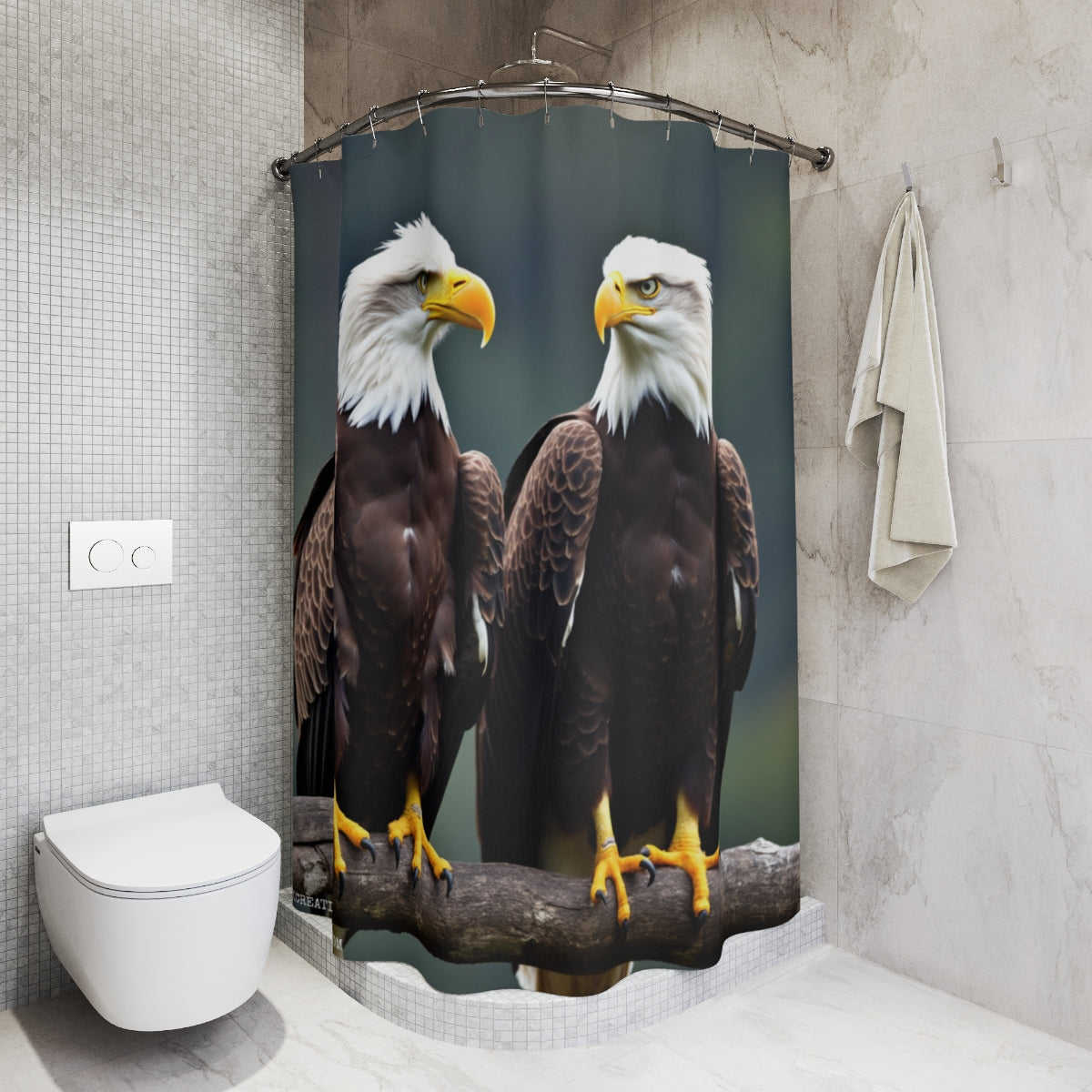 Majestic Bald Eagles Print Bathroom Shower Curtain