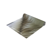 Rolled yoga mat with faux fur texture and "CREATIONFINDS.COM" text.