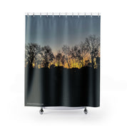 Beautiful Silhouette of Trees at Sunset Shower Curtain