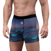 Boxer briefs with a realistic seascape, moonlit ocean, and waves.