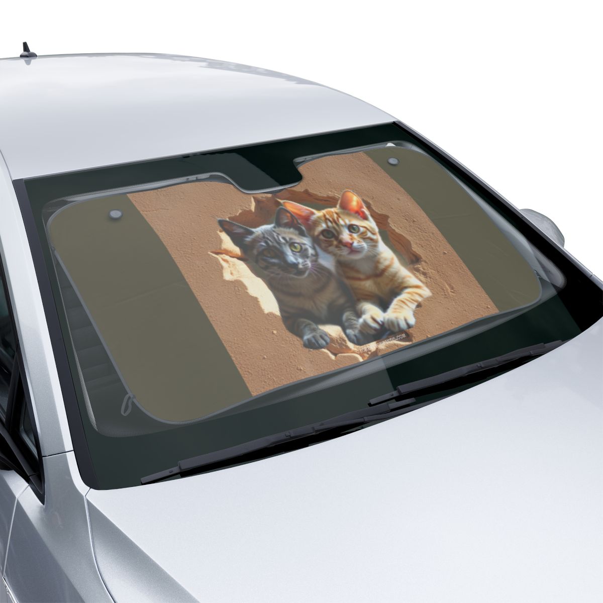 Adorable Cat Duo Car Windshield Sunshade Accessory