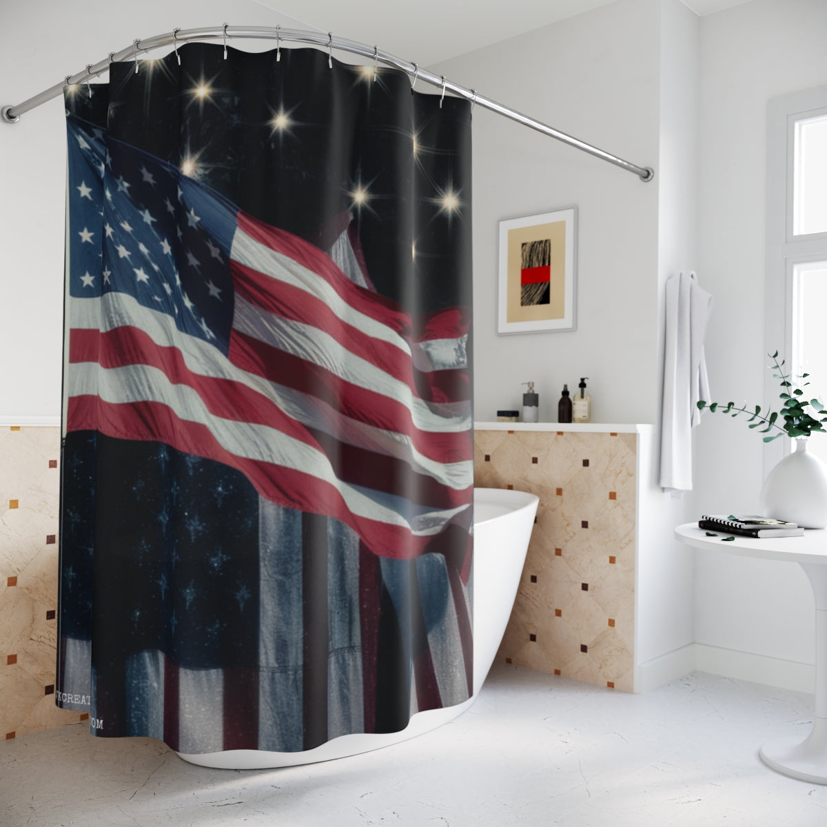 American Flag Theme Bathroom Decoration Shower Curtain