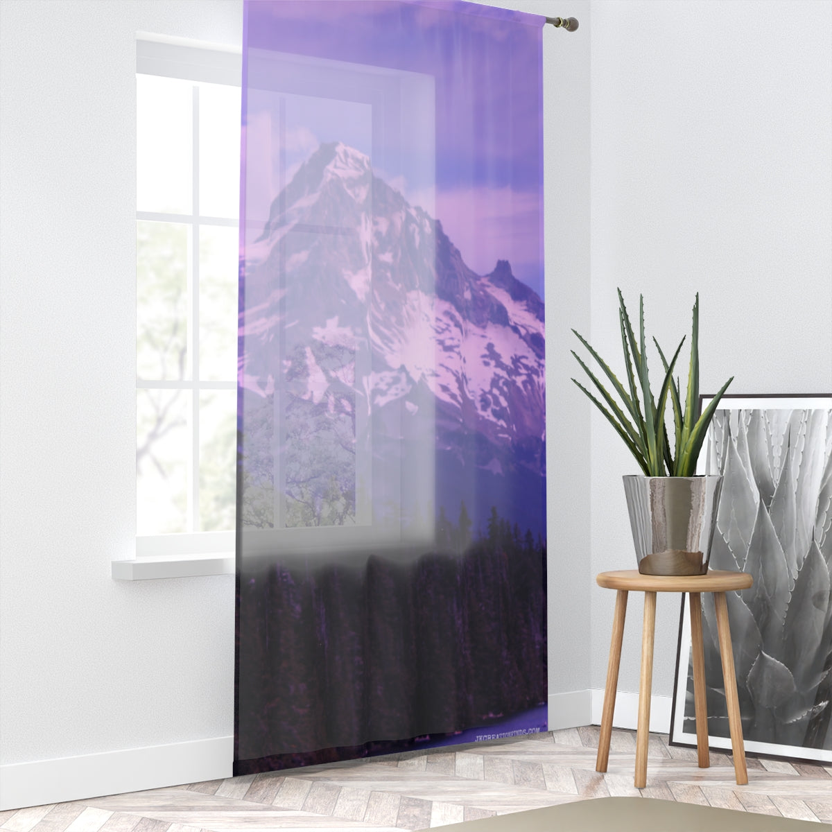 Purple Mountain Landscape Sheer Curtain Panel Product