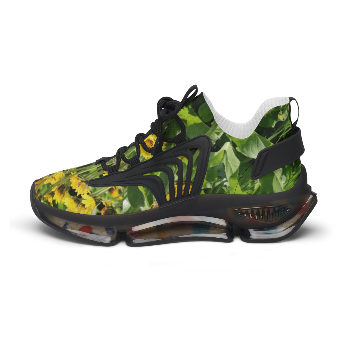Vibrant Sunflower and Leaves Designed Sneaker