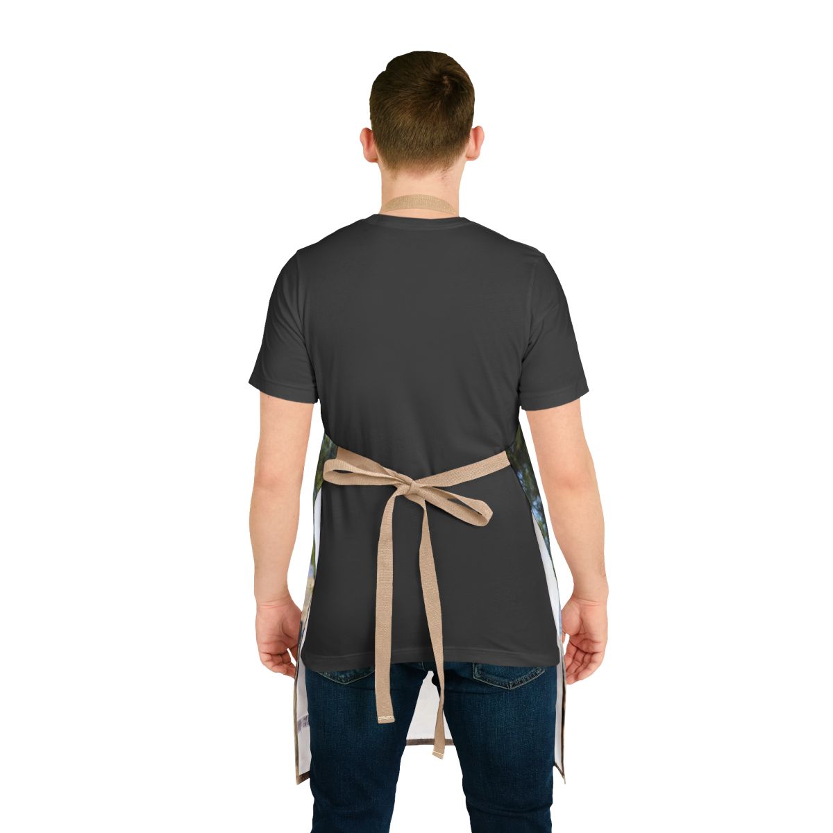 Stylish Back View Black Apron with Tan Ties Kitchen Accessory