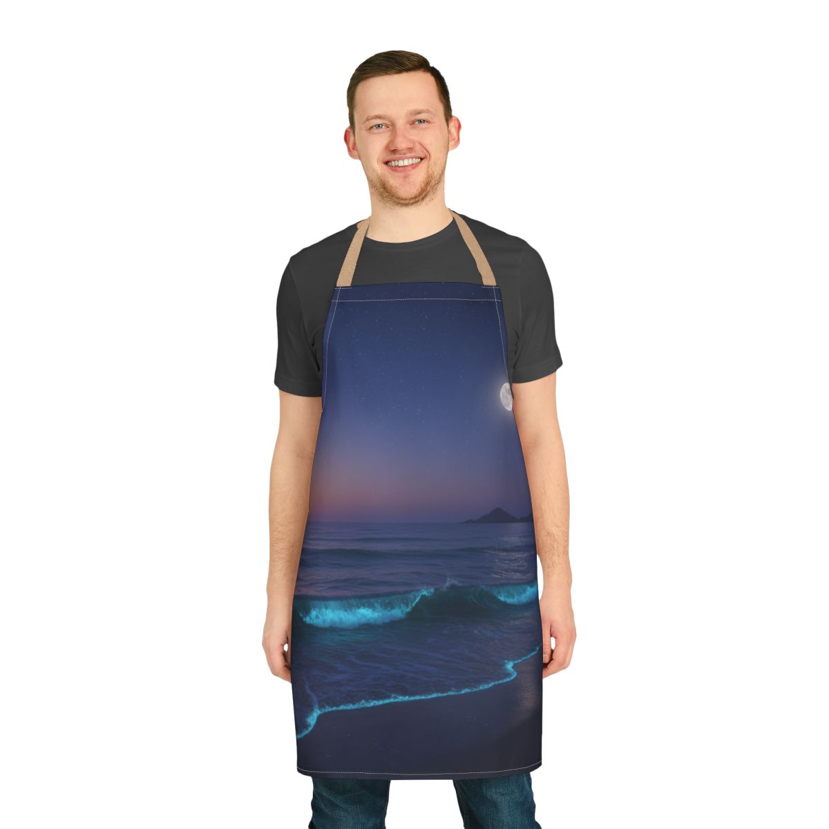 Stunning Night Sky Ocean Waves Design Apron