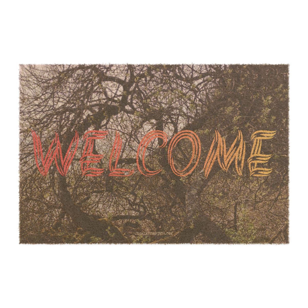 Rustic Welcome Mat with Tree Branch Design