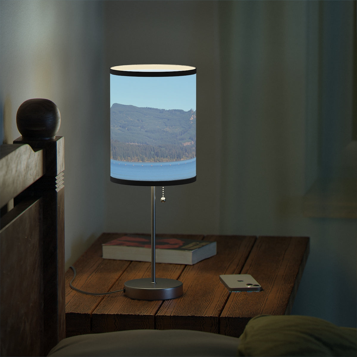 Elegant Bedside Lamp with Scenic Nature Design