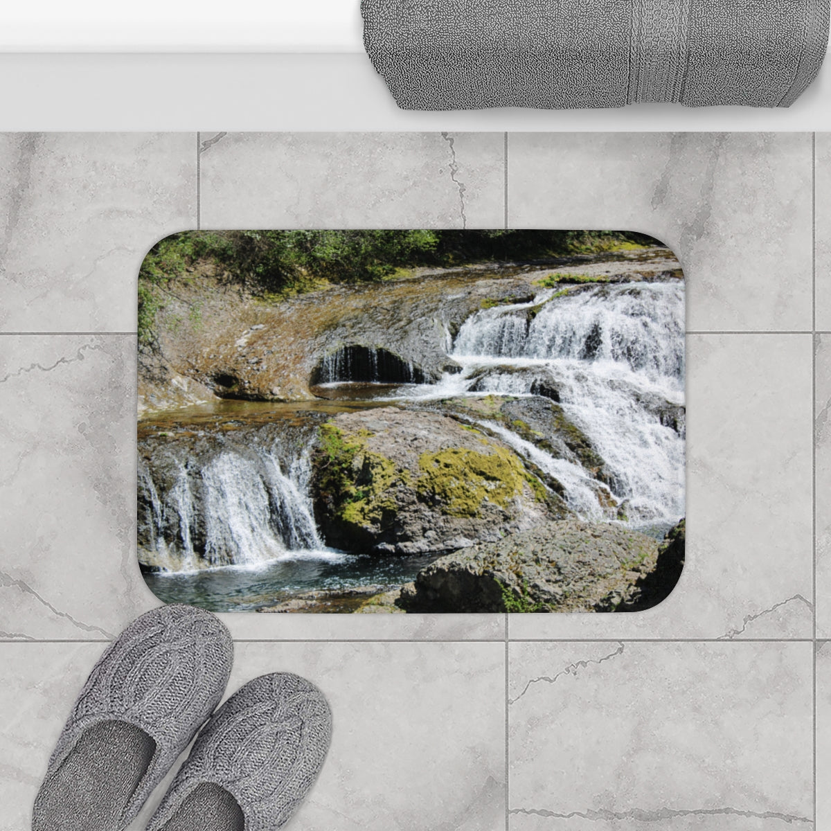 Beautiful Waterfall Scene Bath Mat Product