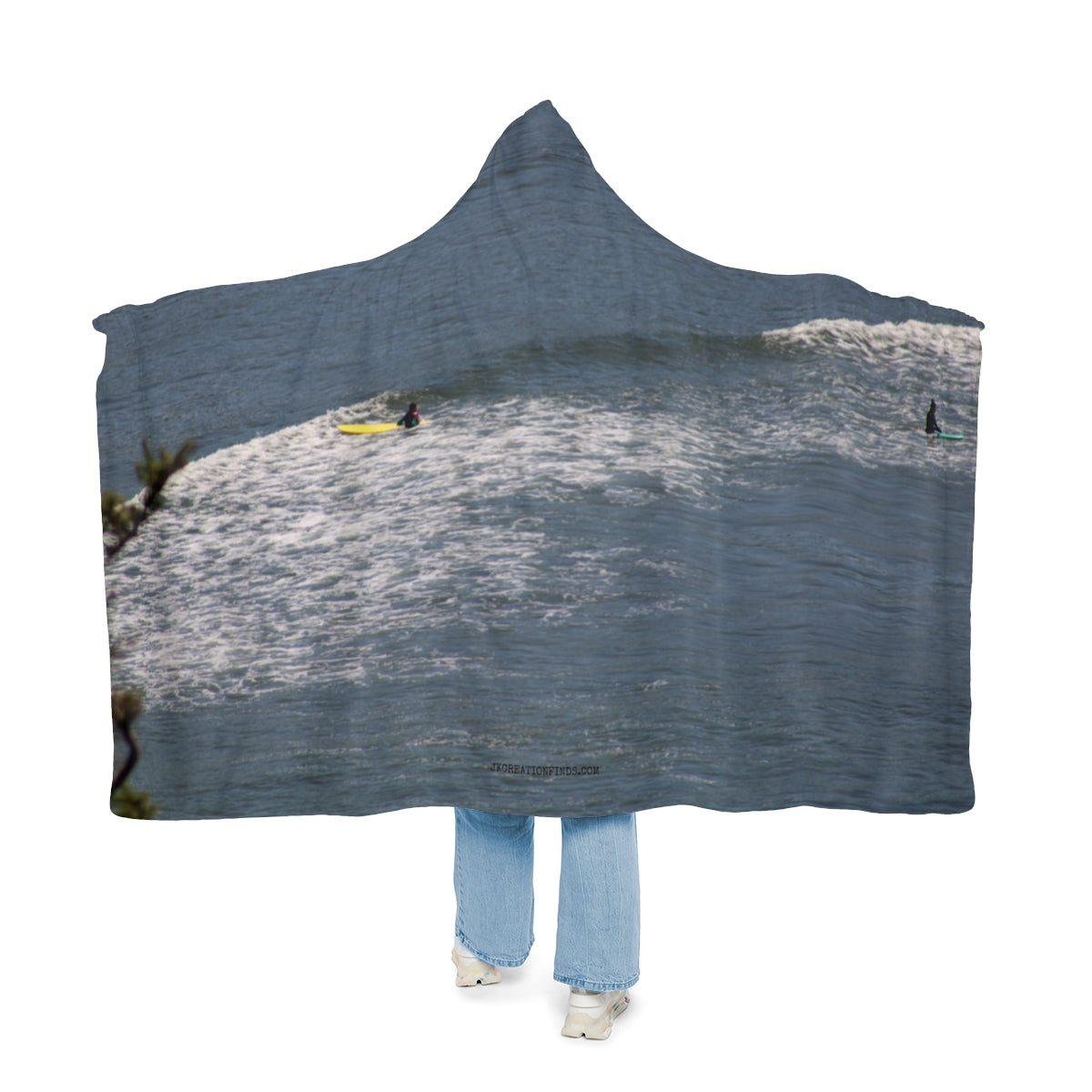 Surfer on Waves Printed Hooded Blanket