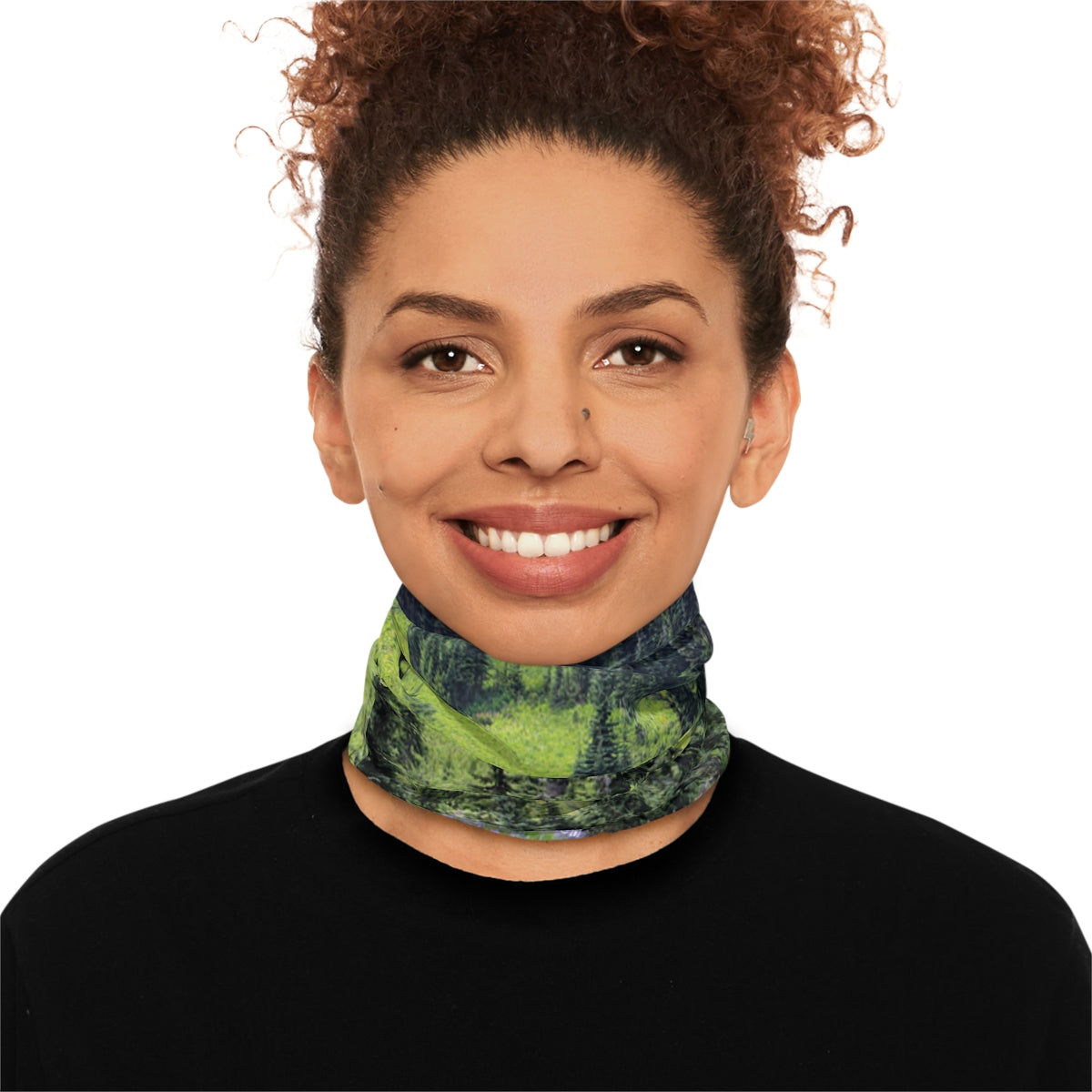 Vibrant Green Forest Print Neck Gaiter Versatile Accessory