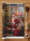 Santa Claus giving gifts Merry Christmas poster