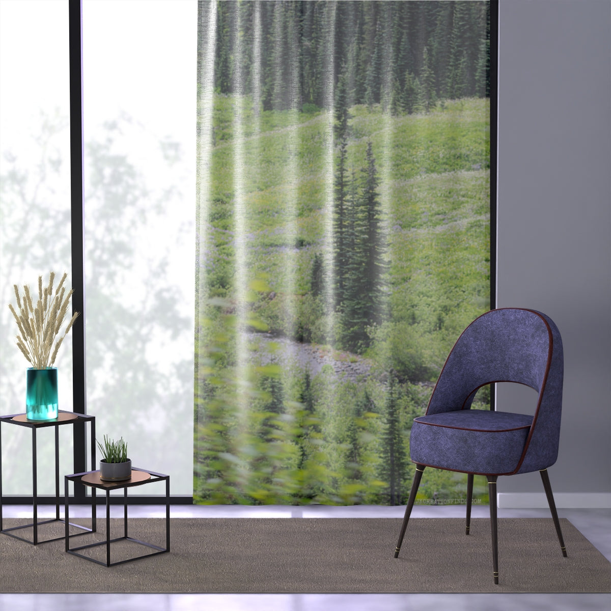 Meadow Window Curtains, Mountain Scene Curtains, Nature Inspired Decor, Forest Landscape, Peaceful Home Decor, Scenic View Curtains