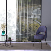 Waterfall Window Curtain, Mossy Rocks Home Decor, Serene Nature Scenery, Relaxing Waterfalls, Decorative Window Coverings