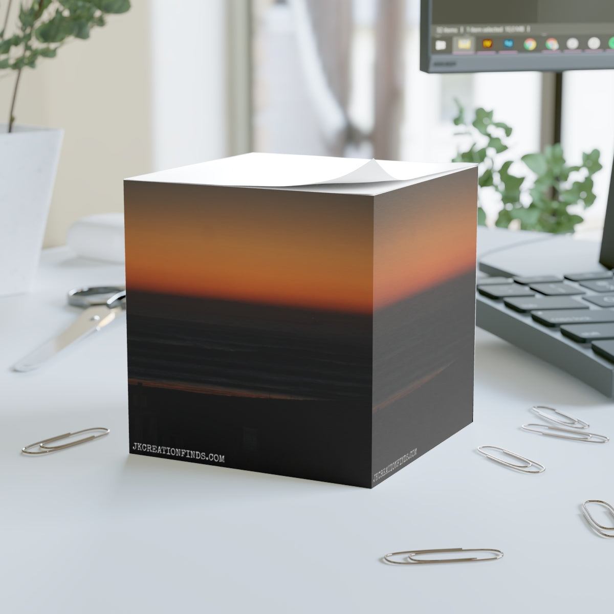 Stunning Sunset Ocean View Art Block for Desk Decor