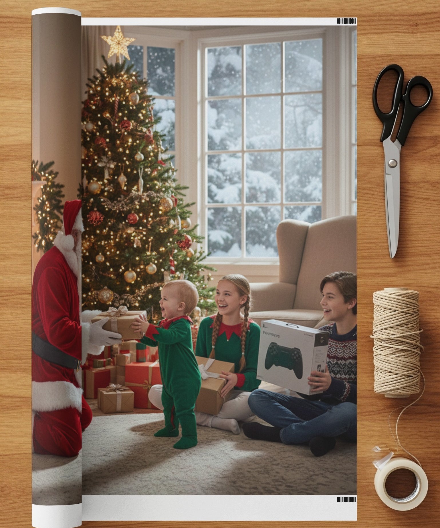 Santa Claus Giving Gifts Family Christmas Poster