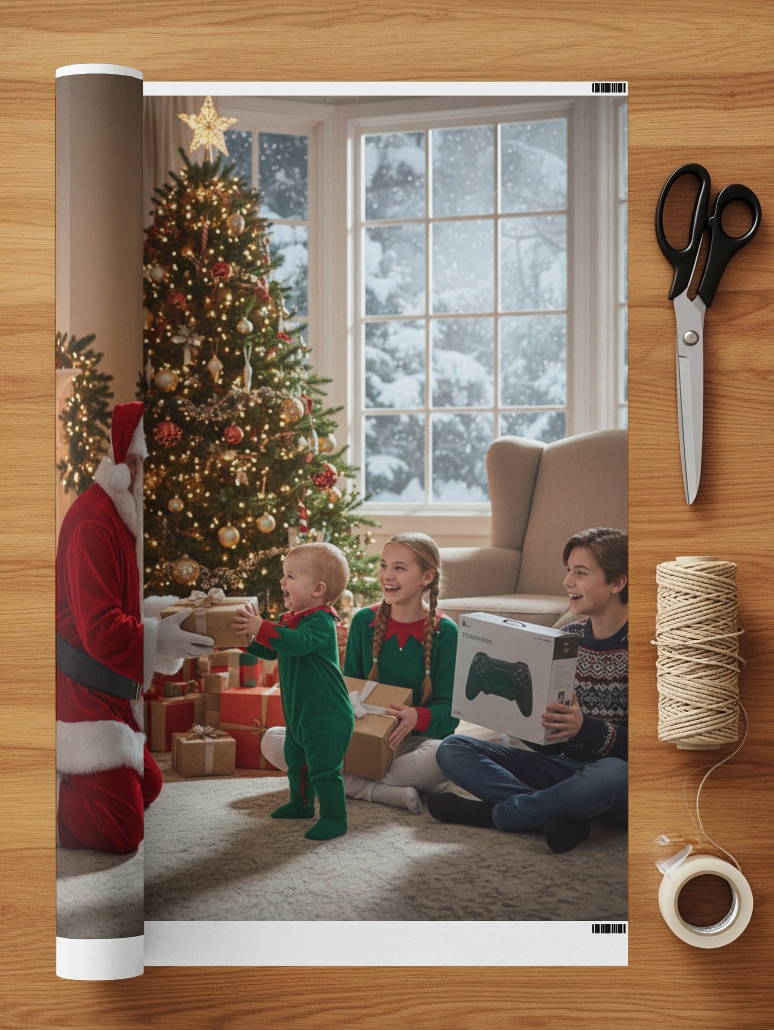 Santa Claus Giving Gifts Family Christmas Poster