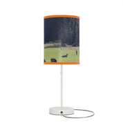 Nature Scene Print Table Lamp with Orange Accents