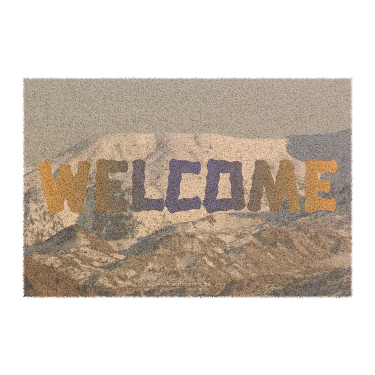 Welcome Doormat with Mountain Landscape Design