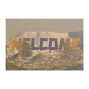 Welcome Doormat with Mountain Landscape Design