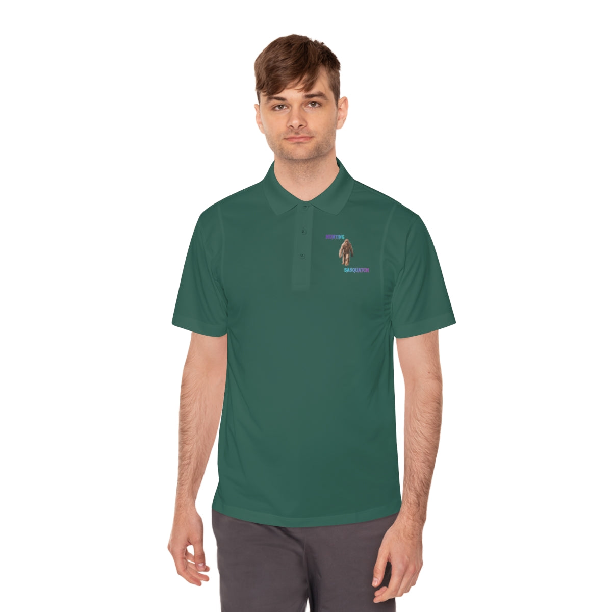 Stylish Dark Green Polo Shirt with Unique Design