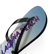 Flip-flops with "Laguna Beach" text and ocean background.