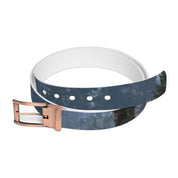 Stylish Dark Forest Design Belt with Gold Buckle