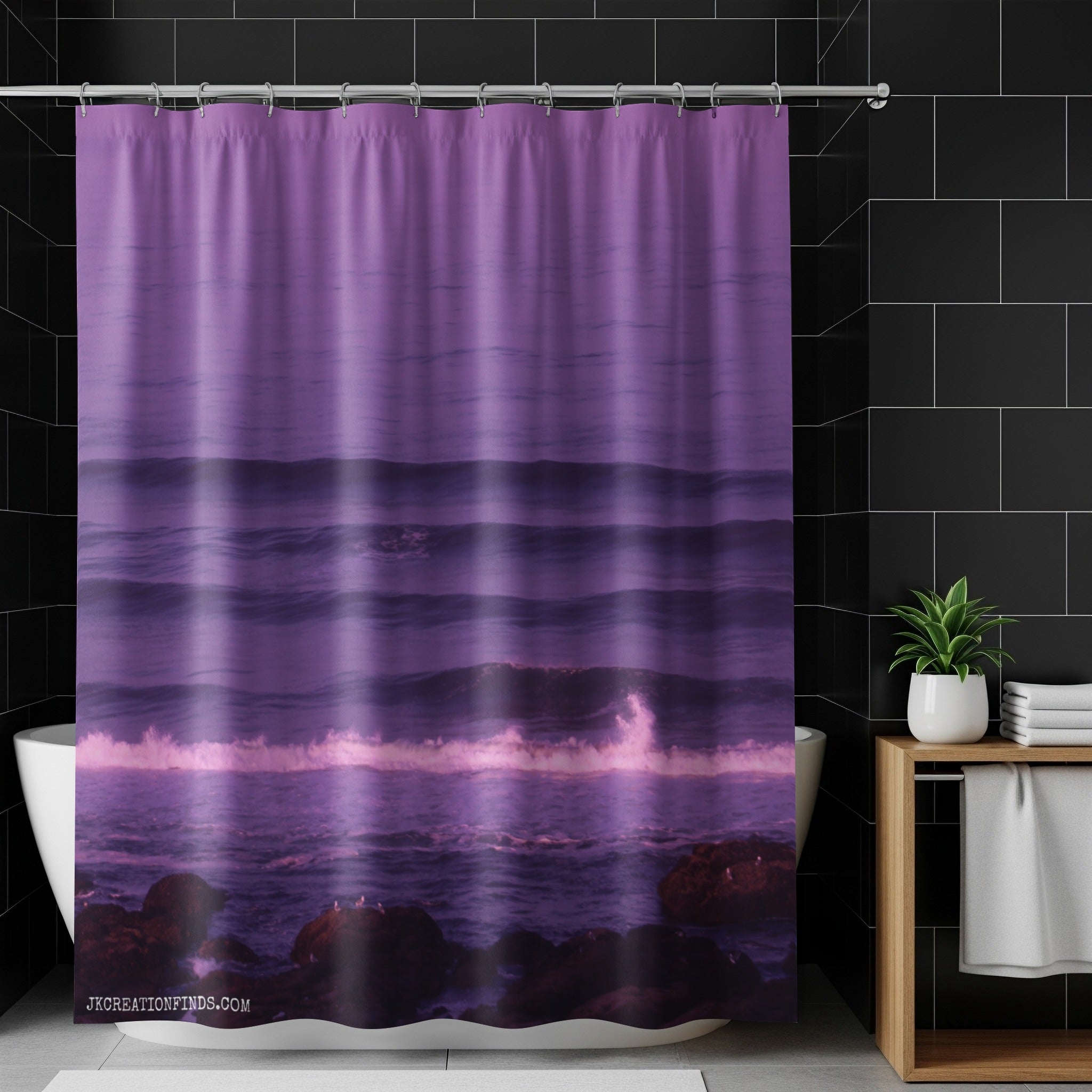 Tranquil Twilight Ocean Waves Shower Curtain