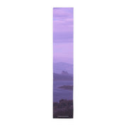 Purple landscape panorama on a long, narrow fabric banner.