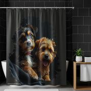 Adorable Two Cute Dogs Print Bathroom Shower Curtain