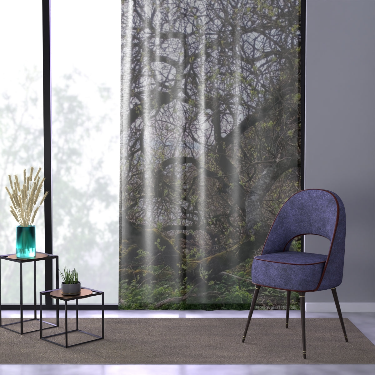 Dreamy Forest Pattern Decorative Window Curtain