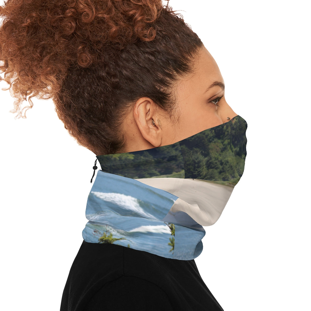Scenic Beach Print Neck Gaiter Versatile Nature-Inspired Mask