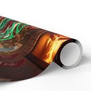 Cozy Christmas Fire Scene Wrapping Paper Roll