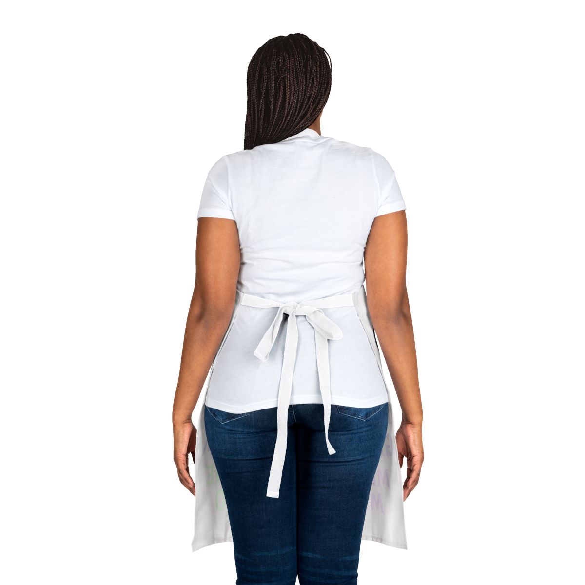 Stylish Split Back White Apron with Adjustable Ties
