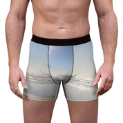 Boxer briefs with a beach wave pattern.