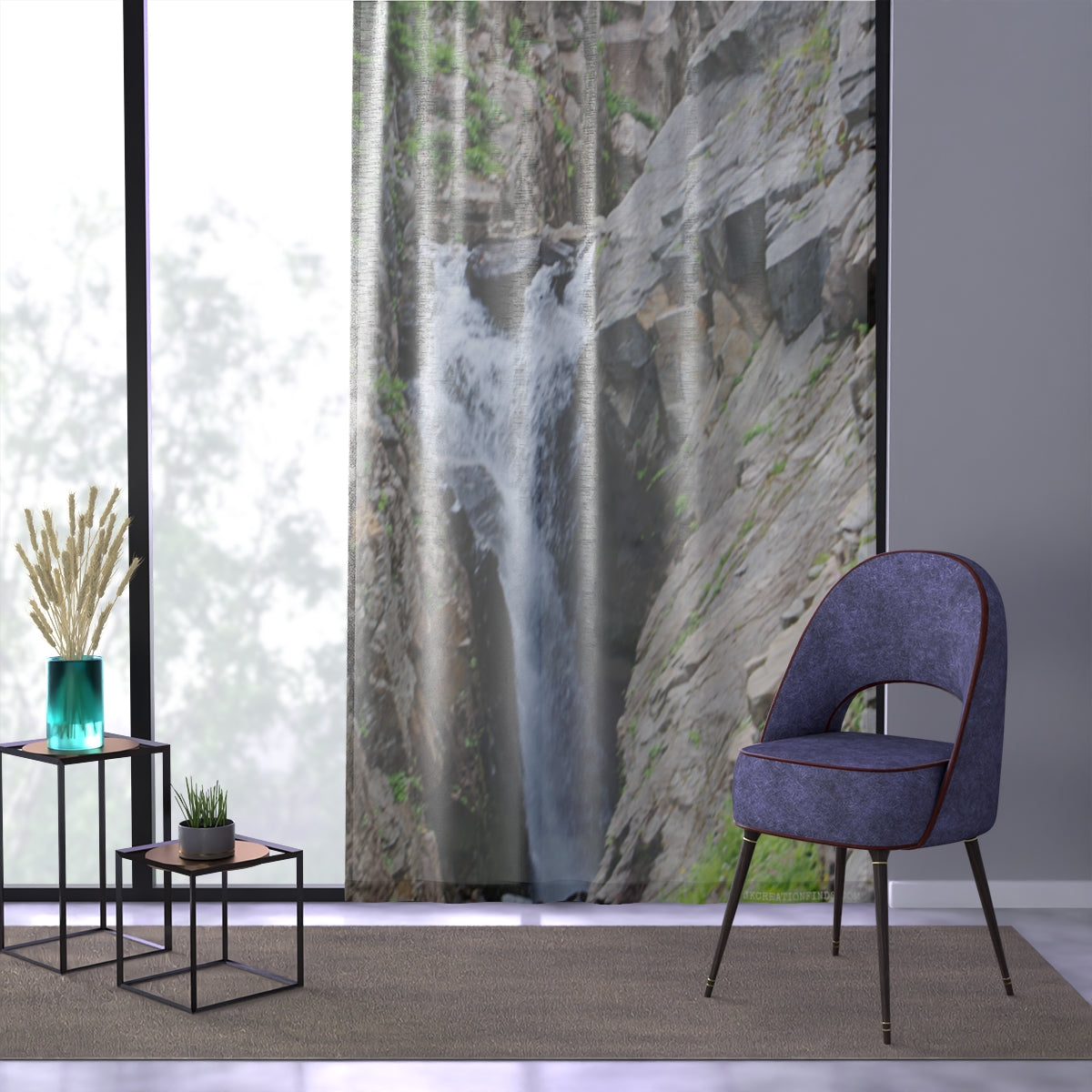 Waterfall Window Curtain, Nature Inspired, Scenic Views, Landscape Design, Relaxing Home Decor, Peaceful Atmosphere, Mountain Stream