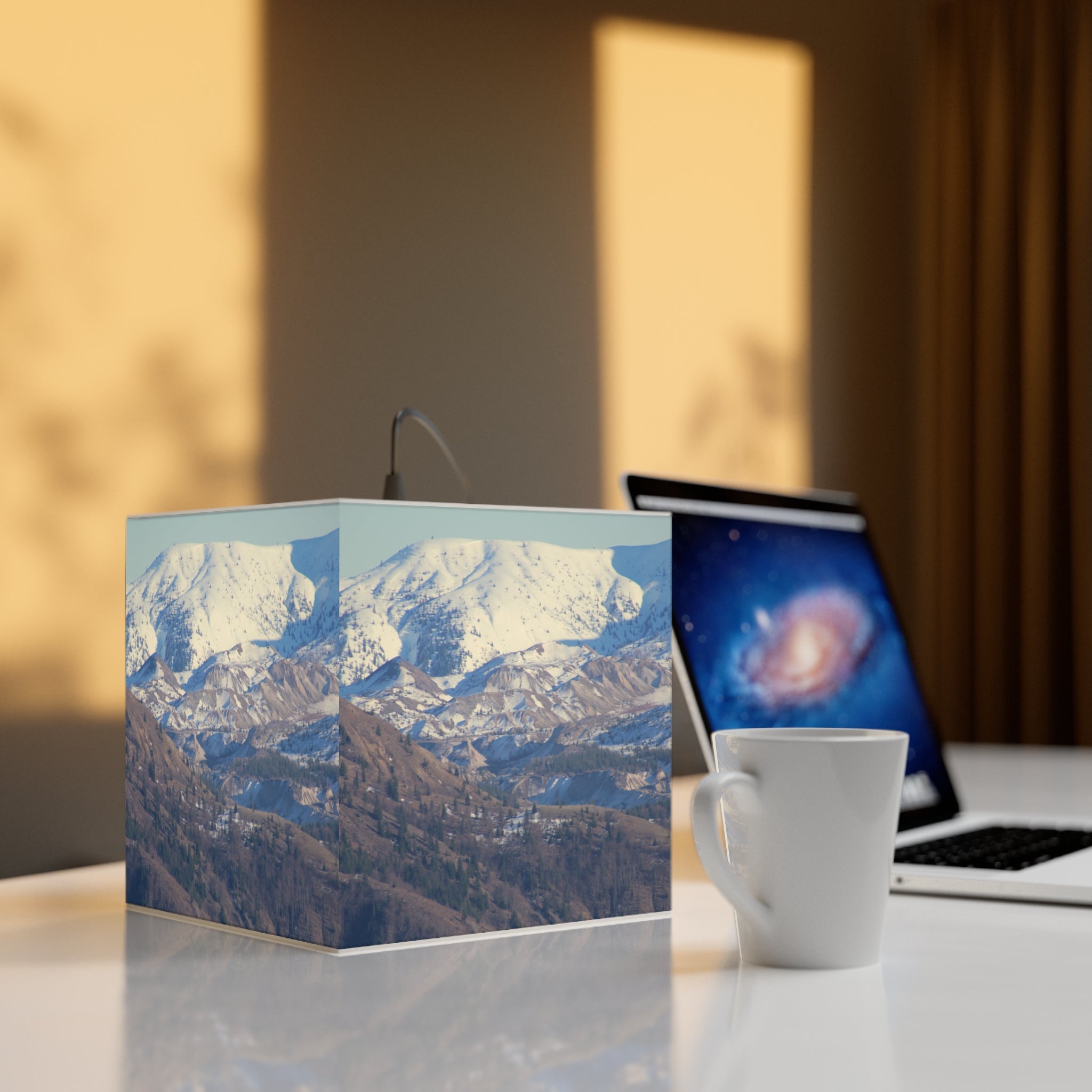 Majestic Snowy Mountain Peaks Forest Alpine Cube product type