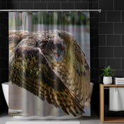 Majestic Owl in Flight Shower Curtain for Nature Lovers