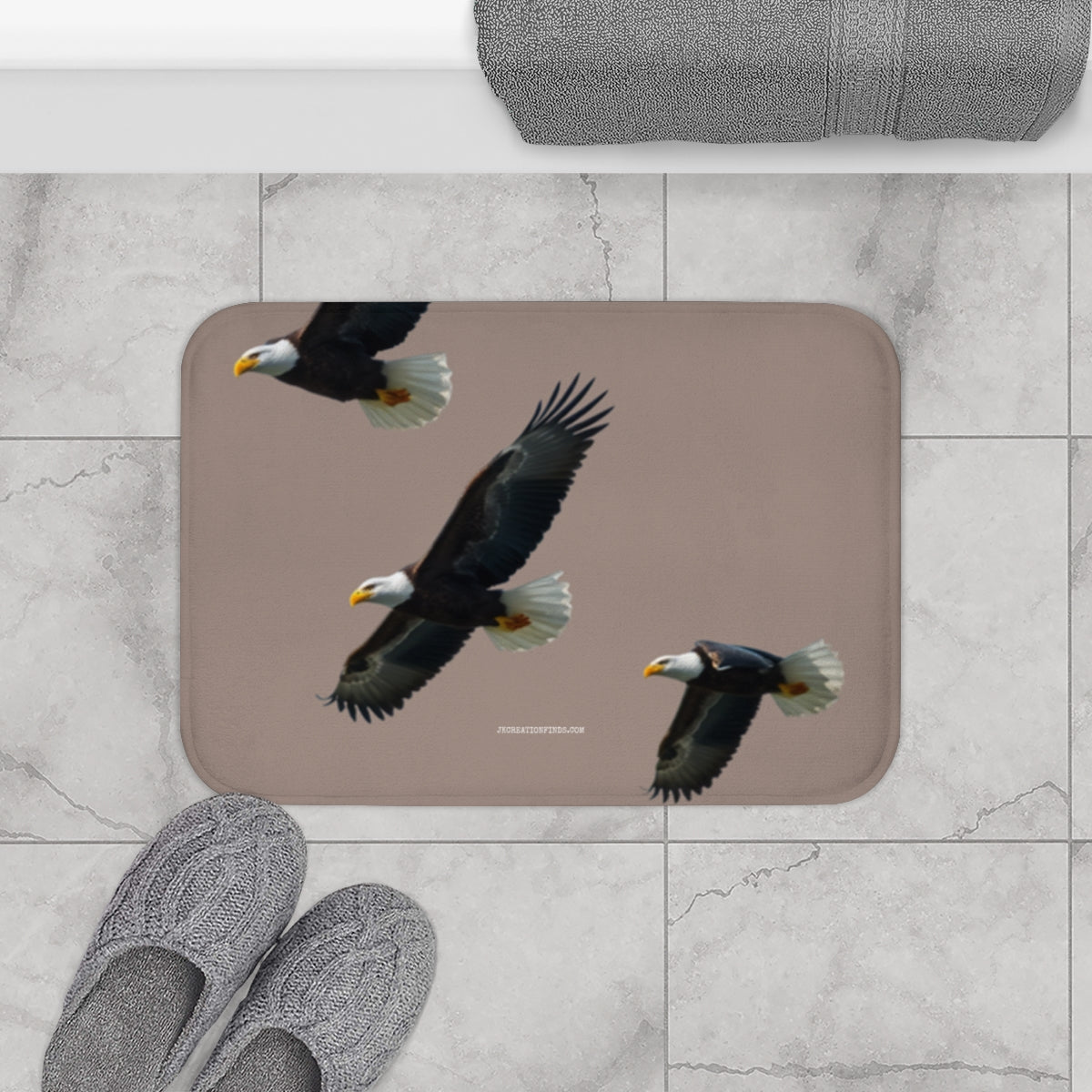 Soaring Bald Eagle Print on Decorative Bath Mat