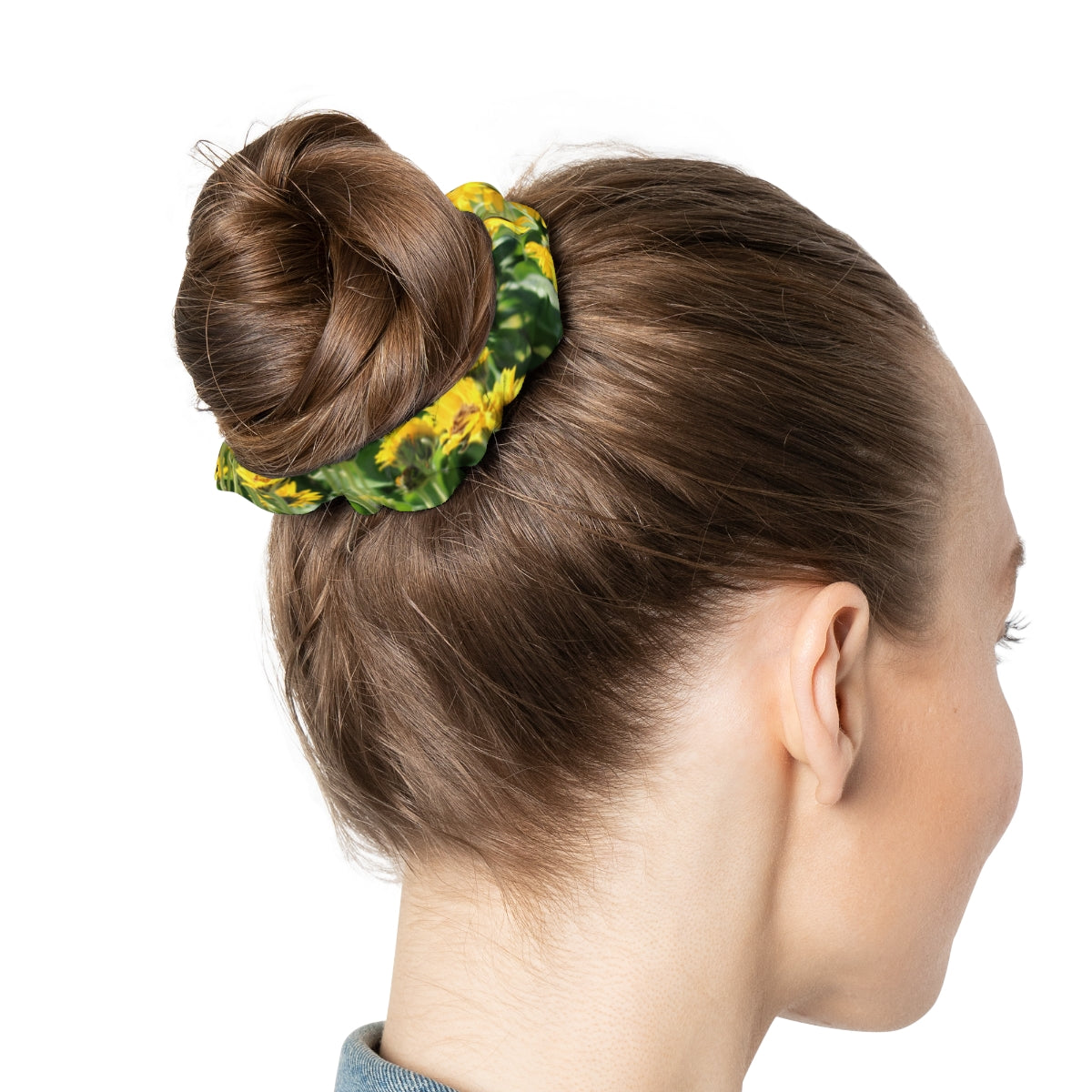 Sunflower Print Scrunchie for Stylish Hair Accessory