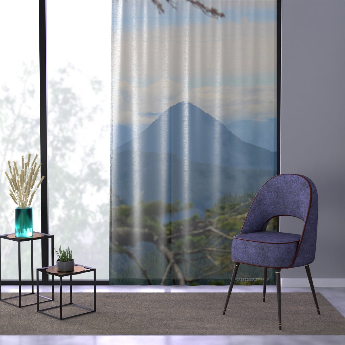 Mountain View Window Curtain, Scenic Landscape Drapes, Nature Inspired Decor, Forest Window Treatment, Peak Design Curtains, Home Interior