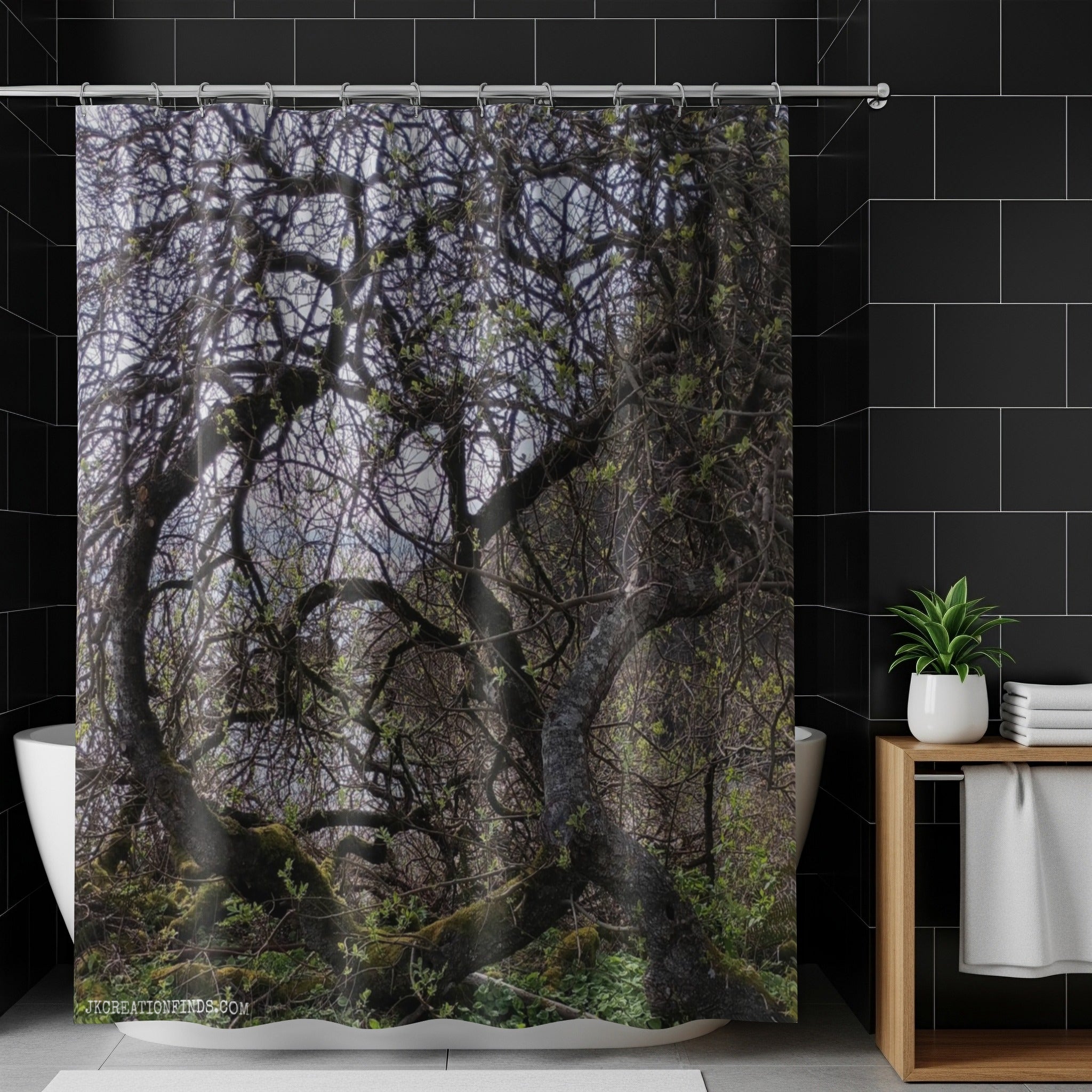 Enchanted Forest Design Shower Curtain for Bathroom Decor