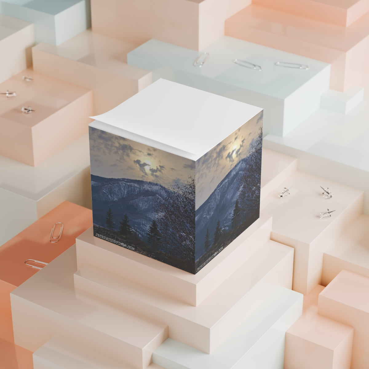 Mountain Scene Decorative Box with Snowy Trees