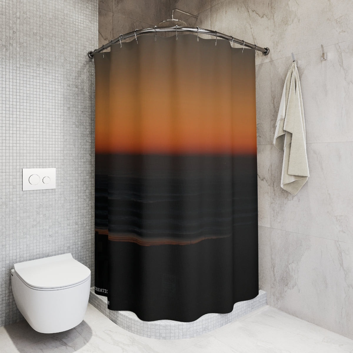 Sunset Over Ocean Art Print Shower Curtain for Bathroom Decor