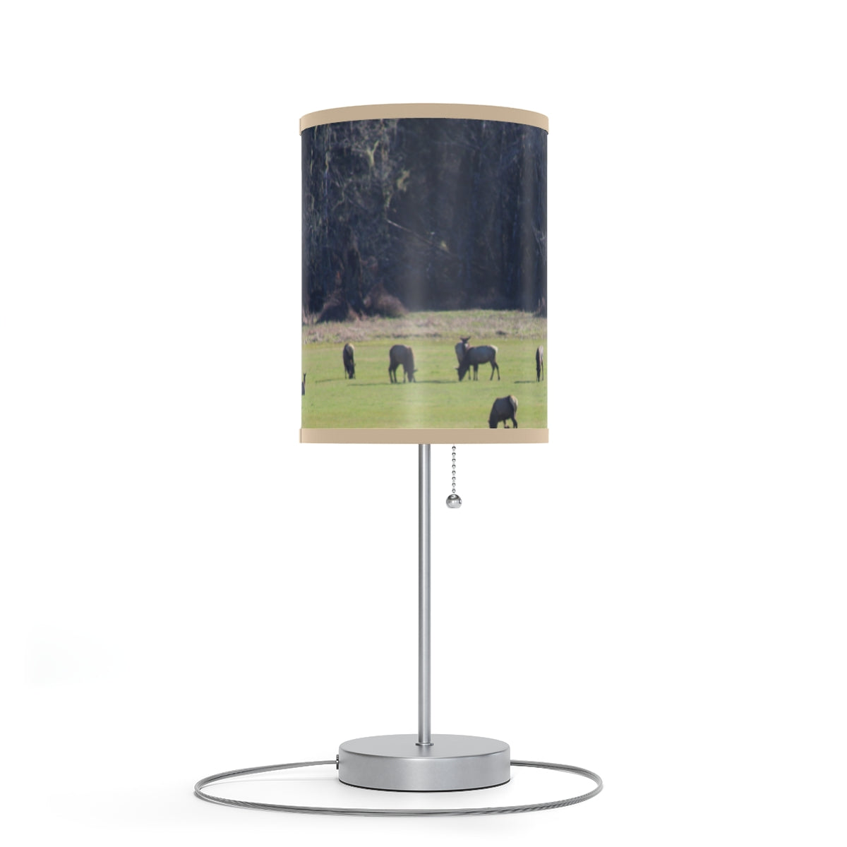 Scenic Wildlife Lamp with Bison Herd Print Design