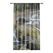 Waterfall Window Curtain, Mossy Rocks Home Decor, Serene Nature Scenery, Relaxing Waterfalls, Decorative Window Coverings