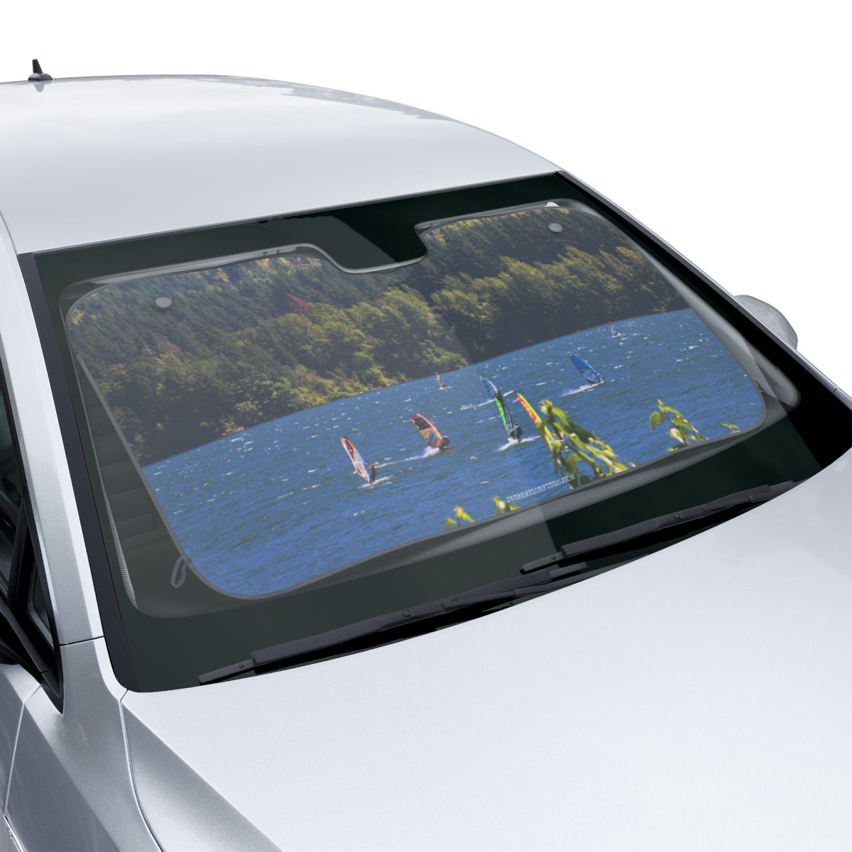 Windsurfers on a Lake Windshield Sun Shade
