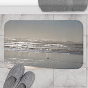 Tranquil Beach Scene with Waves and Sand Bath Mat