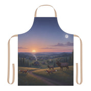 Scenic Wildlife Sunset Apron with Forest and Animals Design