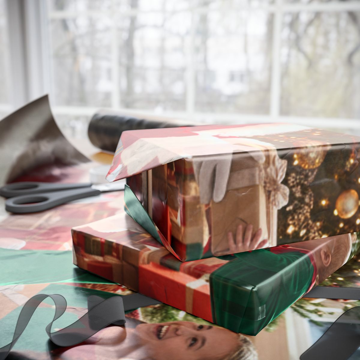 Festive Christmas Wrapping Paper Rolls With Holiday Design